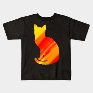 Fire Cat Silhouette Kids T-Shirt